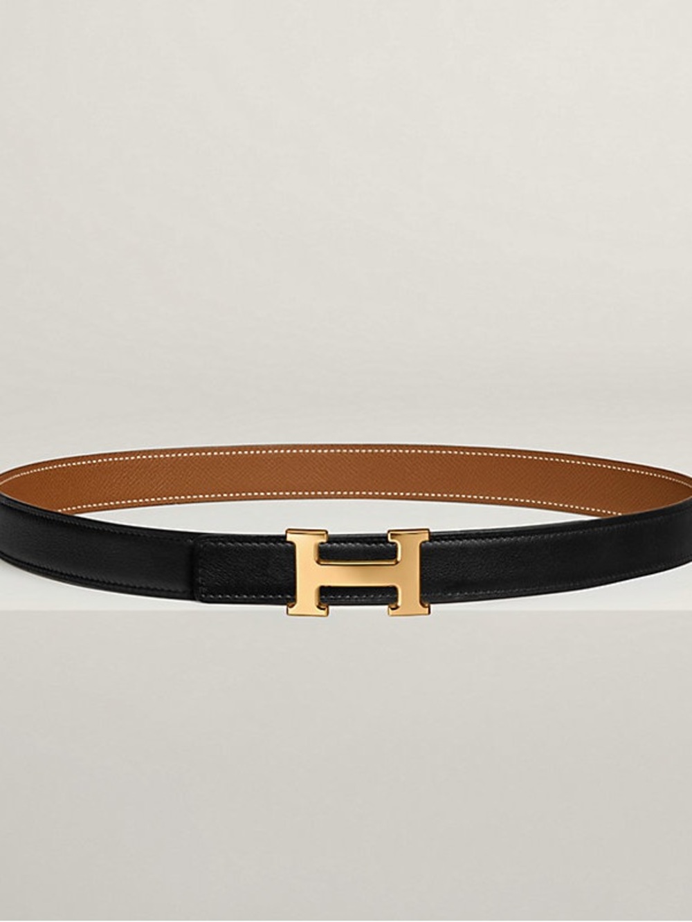 Mini H belt buckle & Reversible leather strap 24 mm - Picture 1 of 8